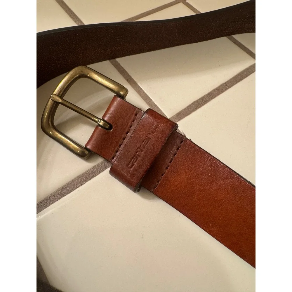 Carhartt Brown Leather Belt Brass Buckle‎ Menswear Casual Size 52